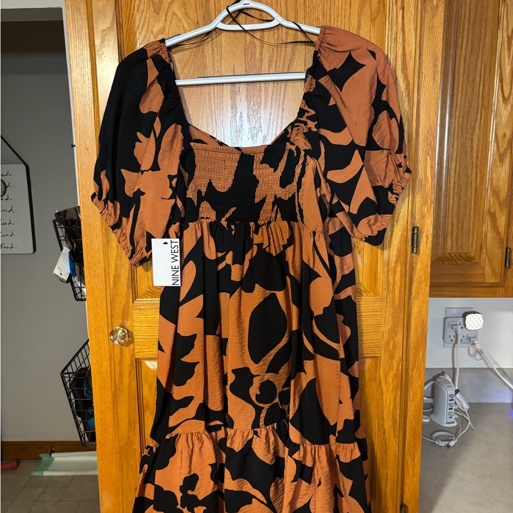 Nine West Black and Brown Long Sleeve Dress
